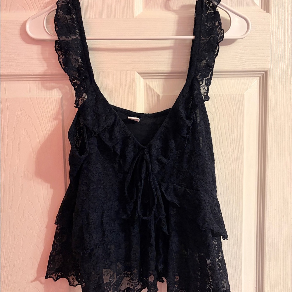 Old Navy Blue Lace Ruffle Top